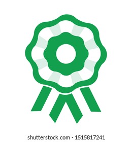 Green / white ribbon rosette. Vector illustration.