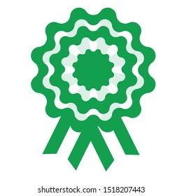 Green / white ribbon rosette. Vector illustration.