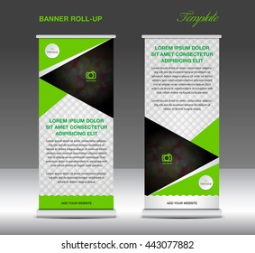 Green and white Roll up banner stand template vintage for business