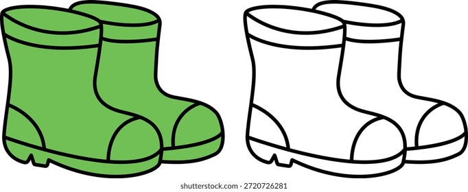green and white safety boot icon set isolated on white background