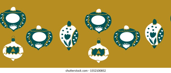 Green and white scandinavian decorations in a horizontal seamless boarder, perfect to use on the web or in print