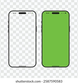 Green and White Screen Mobile Phone Mockup Set | Modern Smartphone Design