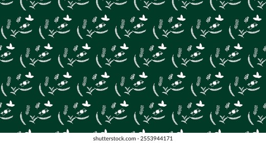 green and White Seamless Christmas Pattern filled with xmas decorations. Fun Christmas Pattern of xmas ornaments and icons. For backgrounds,