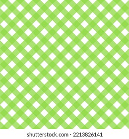Green and white seamless pattern. Checkered  texture for a blanket, tablecloth, or clothes.  geometric background, Vector. 