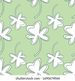 Green and white shamrock clover seamless pattern