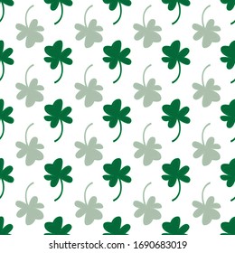 Green and white shamrock seamless pattern