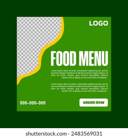 Green and white social media template with a best menu message. 