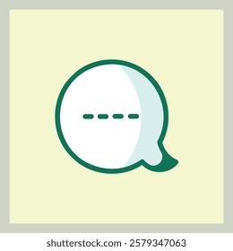 A Green and White Speech Bubble Icon with a Typing Indicator on a Light Yellow Background