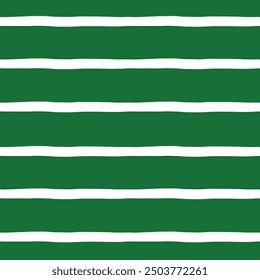 Green and white striped pattern. Vector illustration. Freehand uneven stripes repeat pattern. Hand drawn bold lines. No AI generated content in this pattern. 