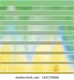 Green and white stripes of different widths, on a blurred light background with curly sharp gradient transitions, vector. Great as a background for a poster, web pages, advertising, or other.