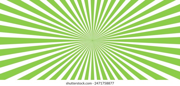Green and white sunburst background with rays