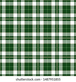 Green and white tartan plaid. English textile pattern.