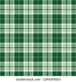 Green and White Tartan Plaid pattern. Traditional Scottish check textile backgrounds.