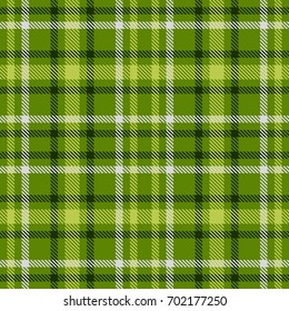 Green and white tartan seamless vector pattern. Checkered plaid texture. Geometrical simple square background for fabric, textile, cloth, clothing, shirts, shorts, dress, blanket, wrapping design