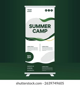 Green and White Theme Summer Camp Poster Design for Event Promotion