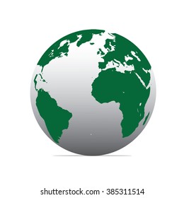 Green and white vector Earth globes isolated on white.