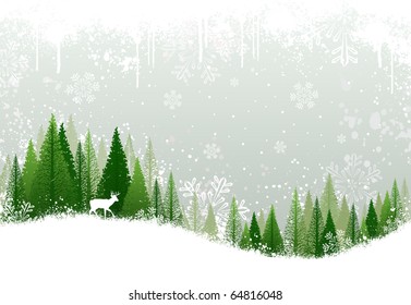 Green and white winter forest grunge background design
