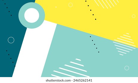 Fondo geométrico de Formas abstractas planas verdes, blancas y amarillas. Aplicable para la presentación, cubiertas, carteles y Anuncio
