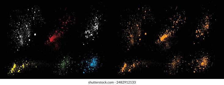 Green, white, yellow, red, blue color vector grunge brush stroke drip background collection