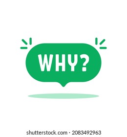 green why icon on speech bubble with shadow. flat style trend modern simple request logotype graphic design web element isolated on white background. concept of chat box for faq or query message