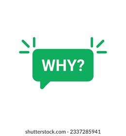 green why icon on speech bubble with shadow. flat style trend modern simple request logotype graphic design web element isolated on white background. concept of chat box for faq or query message