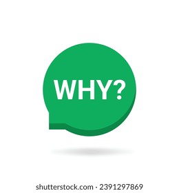 green why icon on speech bubble with shadow. flat style trend modern simple request logotype graphic design web element isolated on white background. concept of chat box for faq or query message