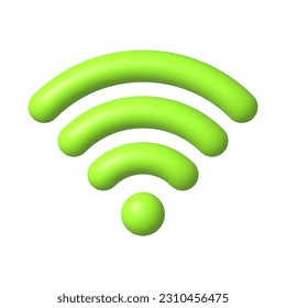 Green Wi-Fi icon. Wifi signal, connection and network concept. 3D realistic wireless network vector illustration.