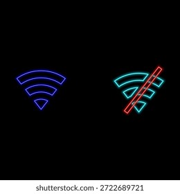 Tecnologia Wi-Fi verde radar digital neon luz símbolo ilustração vetorial. Ícone de ondas sem fio de brilho, efeito de som de linhas redondas. Sinal radial da antena de rede. Sinal de radiofrequência RFID.