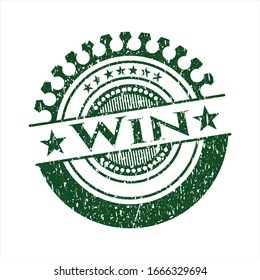Green Win distressed grunge stamp