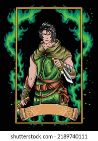 Green Wind Assassin with knife
