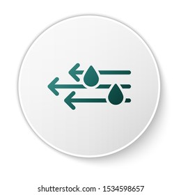 Green Wind and rain icon isolated on white background. Windy weather. White circle button. Vector Illustration