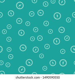 Green Wind rose icon isolated seamless pattern on green background. Compass icon for travel. Navigation design.  Vector Illustration