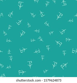 Green Wind turbine icon isolated seamless pattern on green background. Wind generator sign. Windmill for electric power production.  Vector Illustration