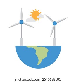 ícone isolado de energia renovável de moinho de vento verde