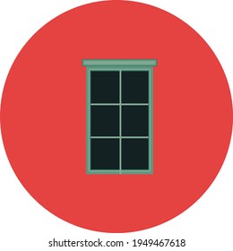 Green window, illustration, vector on white background.