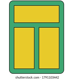 green window with yellow glass vector icon