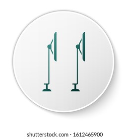 Green Windscreen wiper icon isolated on white background. White circle button. Vector Illustration