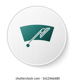 Green Windscreen wiper icon isolated on white background. White circle button. Vector Illustration
