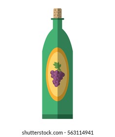 green wine bottle grape elegance drink bar shadow vector illustration eps 10