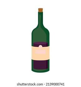 green wine bottle over white