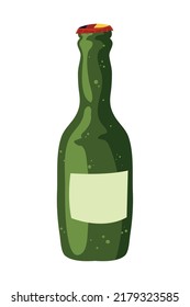 green wine bottle over white