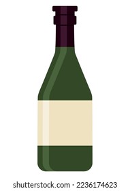 green wine bottle over white