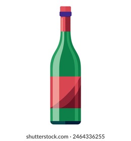 Green wine bottle with red label, ideal for alcohol ads