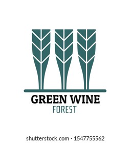 green wine bottle tree forest park logo concept design illustration