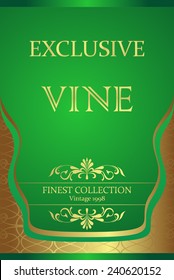 green wine label. vector illustration