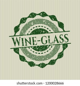 Green Wine-glass grunge style stamp