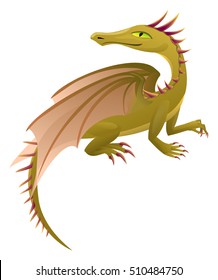 Green winged dragon isolated