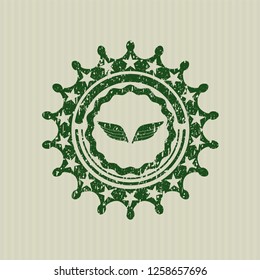 Green wings icon inside distress grunge seal