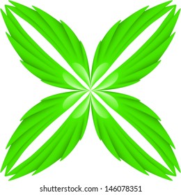 Green wings pattern. Illustration on white background