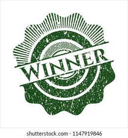 Green Winner distressed grunge style stamp